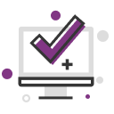 Computer screen with check mark inside icon