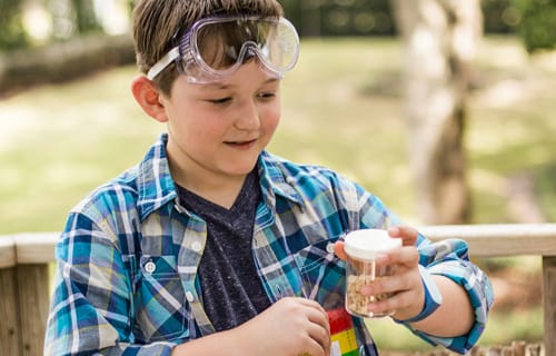 Student wearing goggles