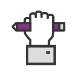 Hand holing a pencil icon