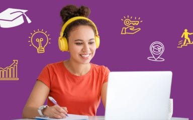 Girl using a headset